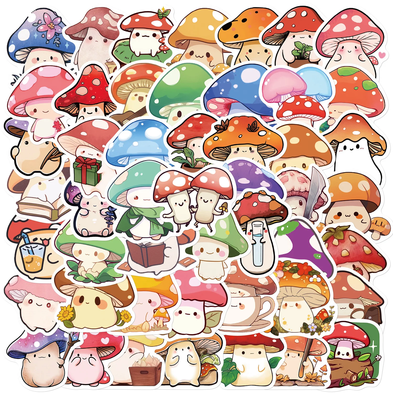 10/30/50PCS Cartoon Cute Mushroom Stickers Kids Toy Gift Decoration Decal DIY Suitcase Phone Skateboard Laptop Sticker Wholesale