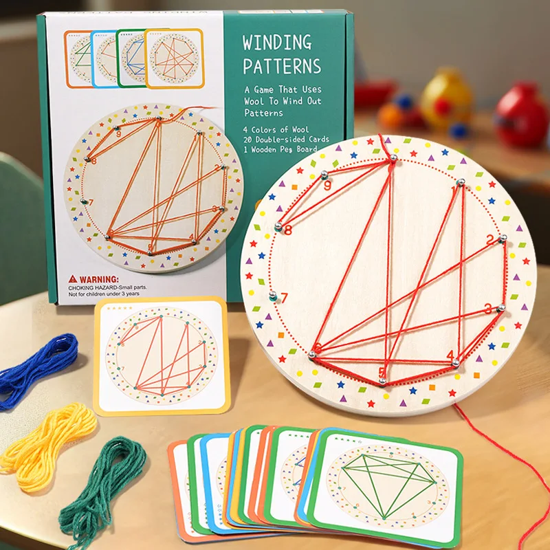 Kids Nailboard Lacing Threading Montessori Toys Fine Motor Skills Geometry Shape Matching Board Games Thinking Educational Toys