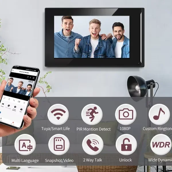 Tuya-sistema de intercomunicación con Control de acceso de vídeo, resistente al agua, inteligente, compatible con detección de movimiento PIR