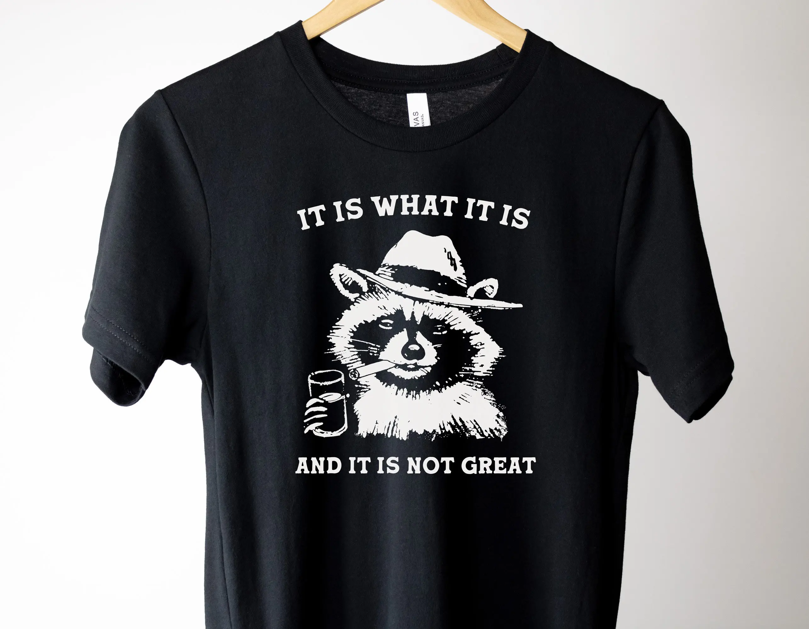 

It Is What And Not GreaT T Shirt Raccoon Meme Funny Vintage Drawing Mood s Trash Panda