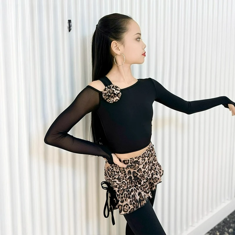 Latein-Tanz-Outfit, Übungs-Outfit, Kinderset, langärmelig, modisches lateinamerikanisches Hosen-Set für Herbst und Winter