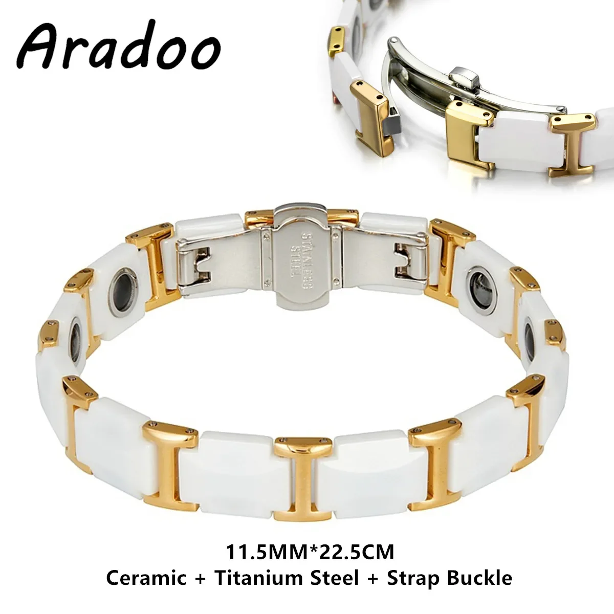 Ceramic Titanium Steel Bracelet Ivory White Ceramic Magnetic Slimming Bracelet