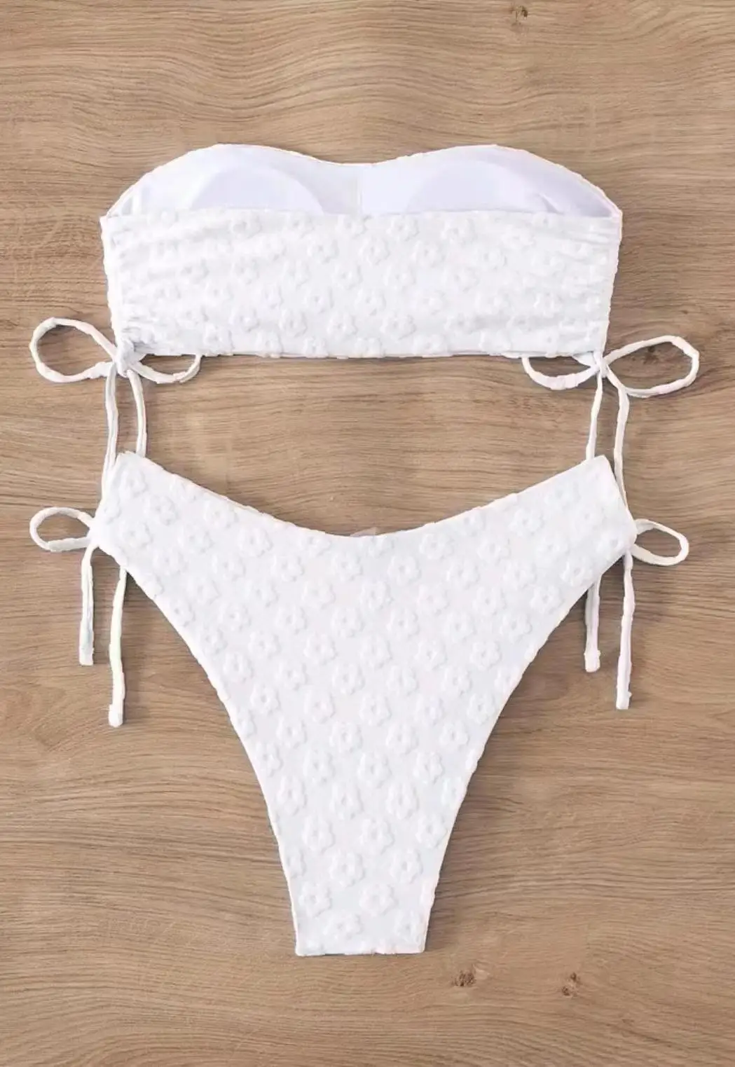 Sexy Bikini Set Women Trendy Two-Piece Swimwear Sexy Solid White Beach Bathing Suits Summer Women Drawstring Swimsuit Holiday