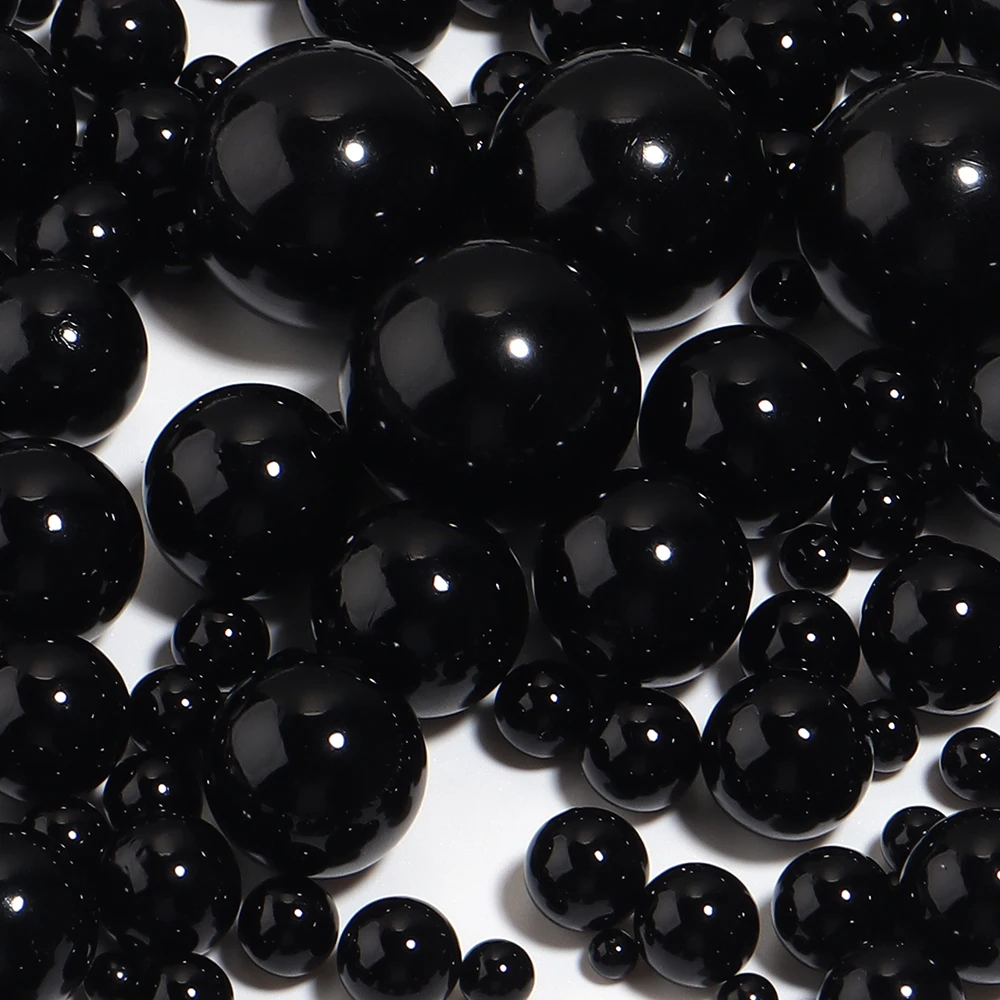 5-1000 Stück 1,5-30 mm schwarze ABS-Imitationsperlen ohne Loch, runde lose Abstandsperlen für die Schmuckherstellung, DIY-Armbänder, Halsketten – Detail 3