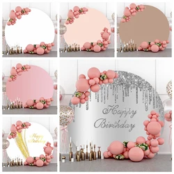 Round Backdrop Cover Wedding arch Baby Shower Birthday Party decoration silver Photo Background Anniversary white photography