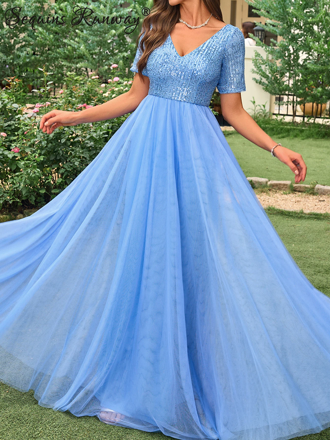 섹시한 백리스 메쉬 스팽글 맥시 여름 드레스 여성 우아한 생일 파티 드레스 여성 고급 프롬 이브닝 롱 드레스 베스티도스