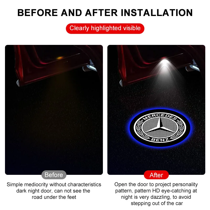 Led Car Door Welcome Warning Light For Mercedes benz A Class GLK GLA Benz Class 2001-2007 SLK SLR CLK R171 W209 Auto Accessories