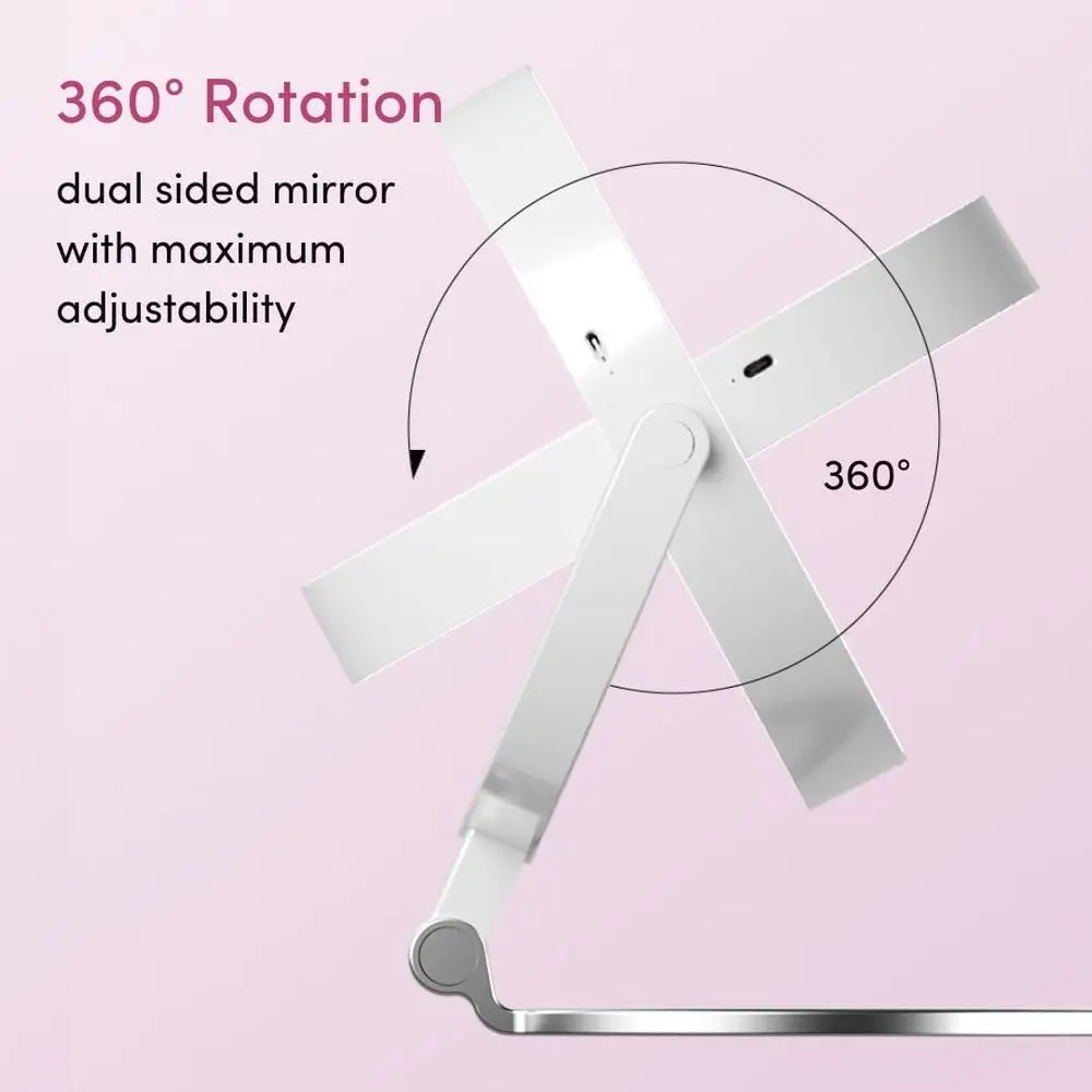 Miroir de maquillage double face éclairé par 9 LED, grossissement rechargeable 10x/1x, commande tactile, miroir de courtoisie portable avec 3 lumières