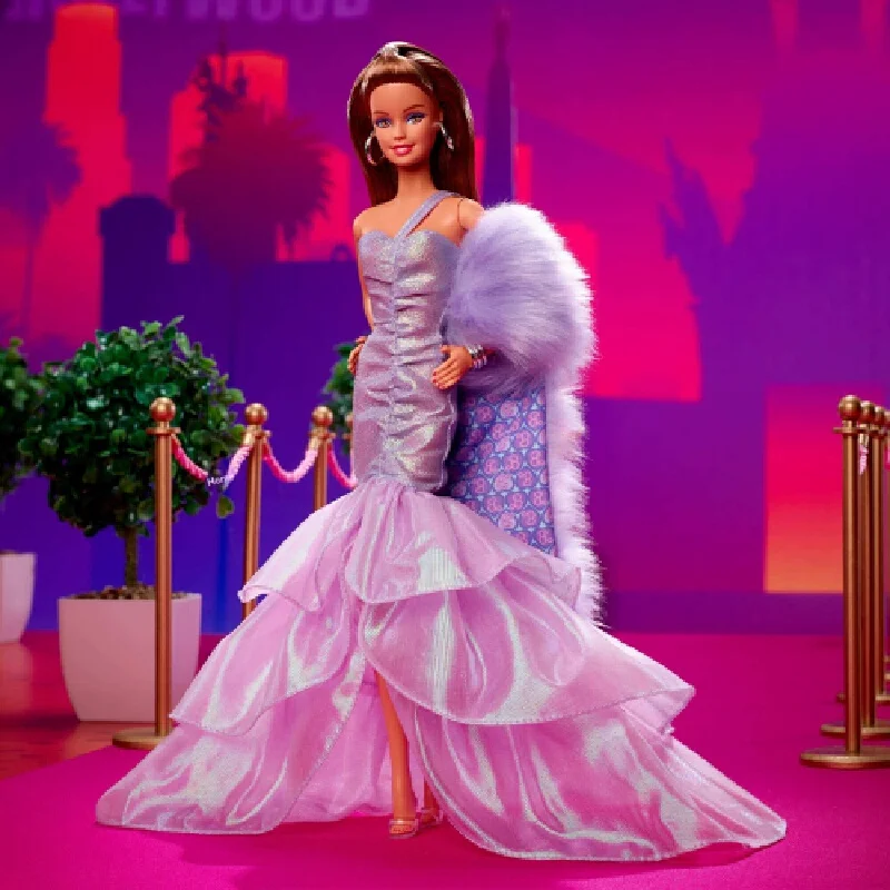 Barbie Pink Premiere Black Label Doll 59Club Carnival Series Purple Mermaid Gown with Furry Shawl Collectible Toy for Kids And