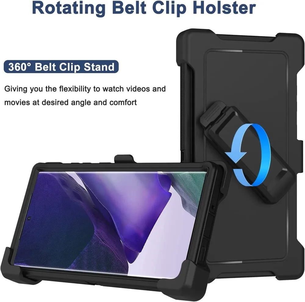 

For Samsung Galaxy Note20 Ultra Shockproof Heavy Duty Belt Clip Holster Armor Shockproof Defender Phone Case Hard PC+TPU Back