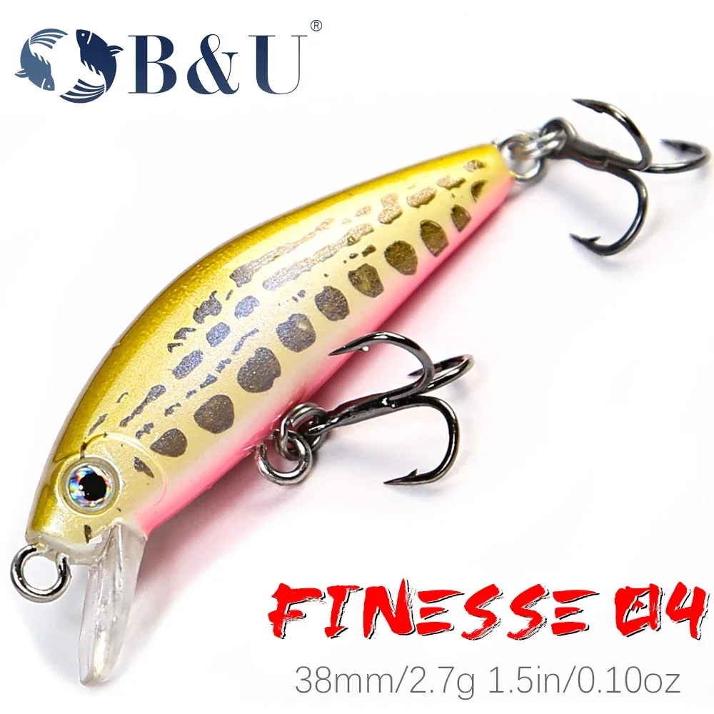 B&U 38S 2.7g Peche Leurre PHOXY MINNOW HW Sinking Minnow With Assisthook Stream Fishing Lures For Perch Pike Trout