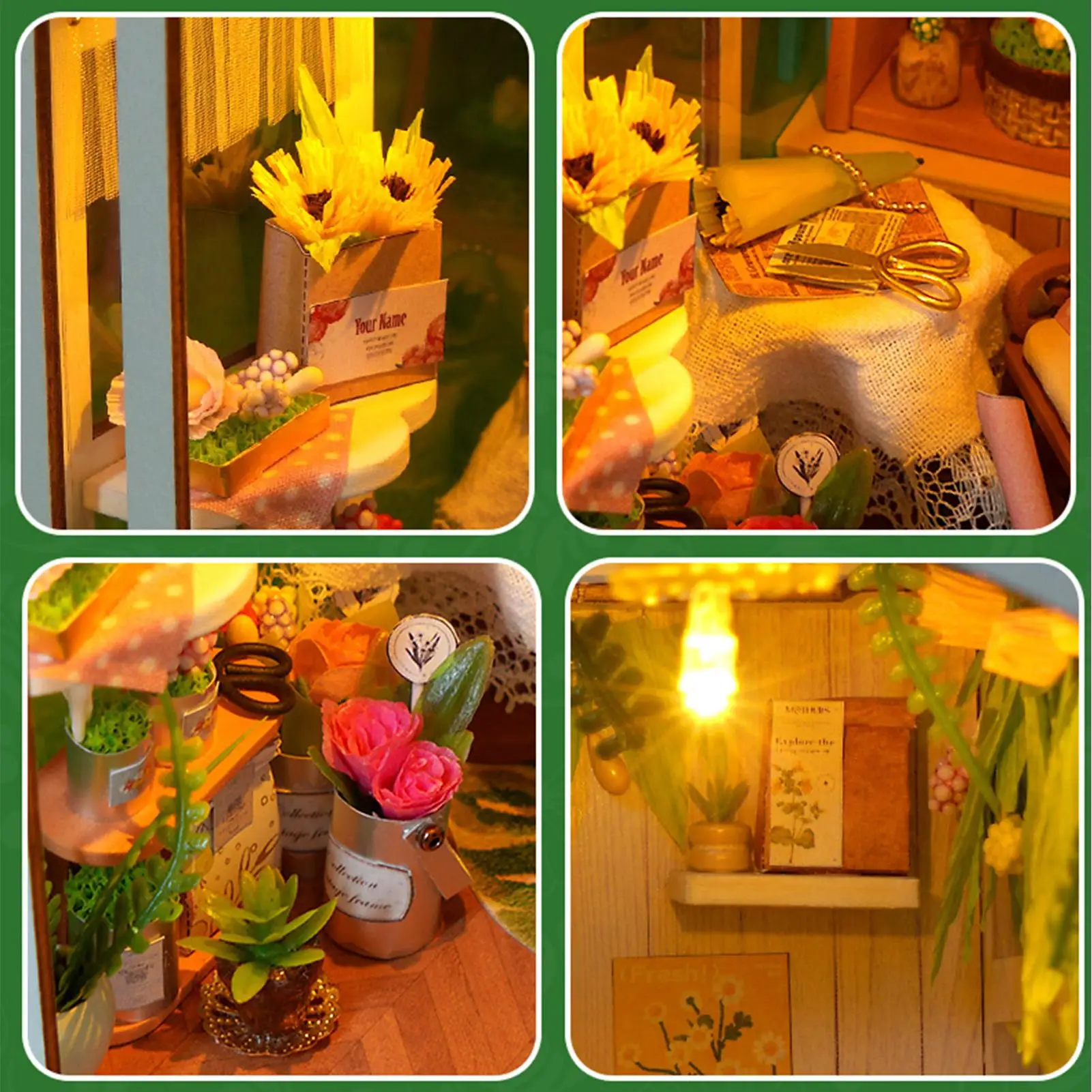 Miniature Wooden Book House Bookend - Decorative Puzzle for Shelf Table Library Office Christmas Halloween Gift