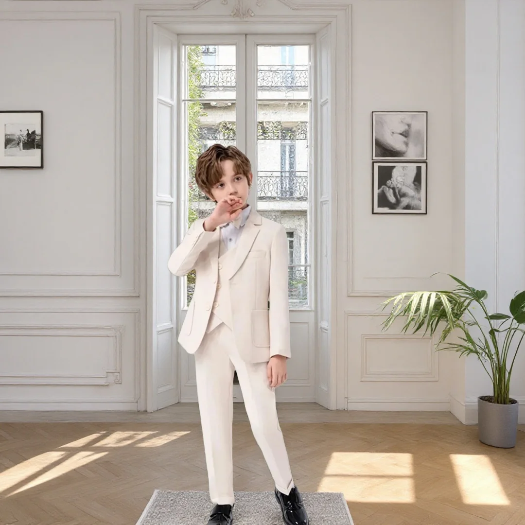 

3-компонентный праздничный пиджак для мальчиков, смокинг, костюмы для мальчиков, свадебное платье, официальные костюмы для фортепиано, детская куртка, жилет, брюки