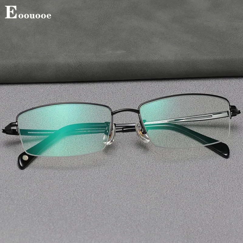 

Men's Titanium Eyewear Half Rectangle Glasses Frame Gold Silver Gun Gray Myopia Hyperopia Reading Men Optical