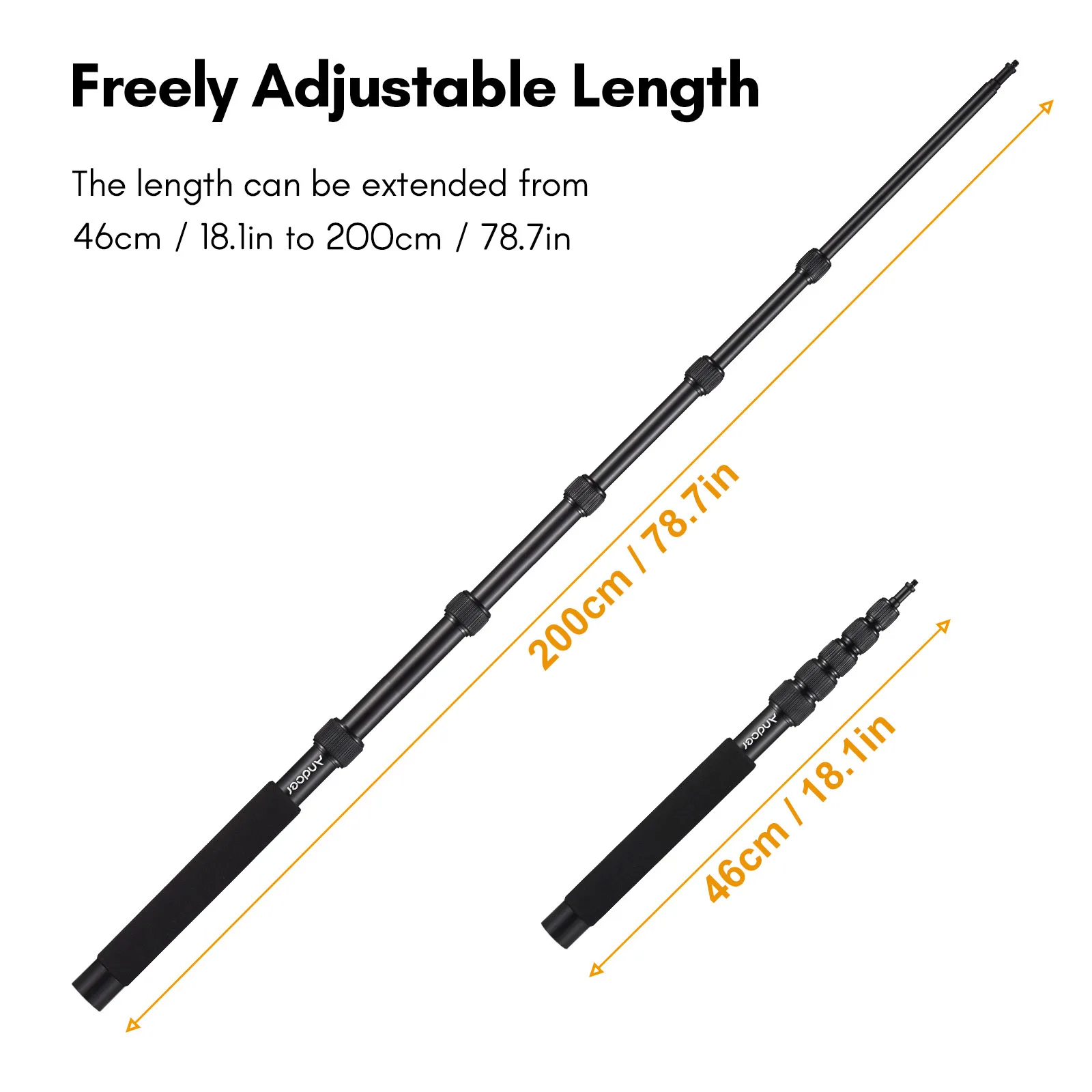 Andoer Handheld Microphone Boom Arm 4-Section Extendable Mic Arm Aluminum Alloy Boom Pole for Microphones 1/4 Inch Screw & Threa