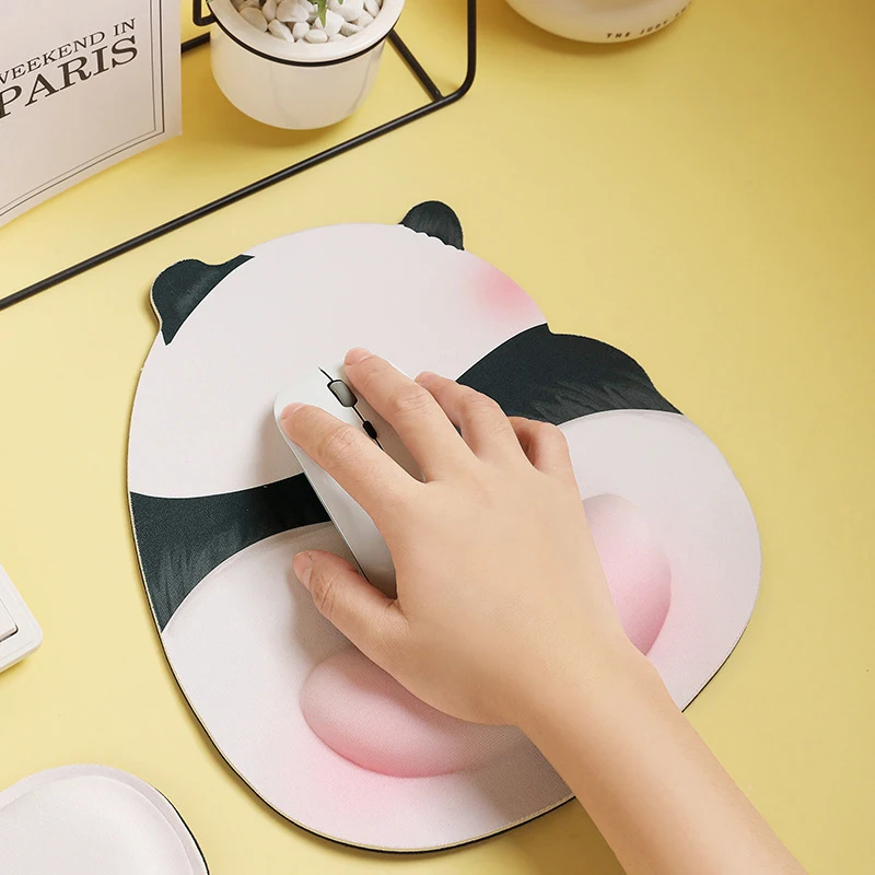 Kawaii Panda Mouse Pad Soft Silicone Wrist Rest Mouse Pad Cute New Non Slip Computer Office Mouse Pads For Girls Wrist Support