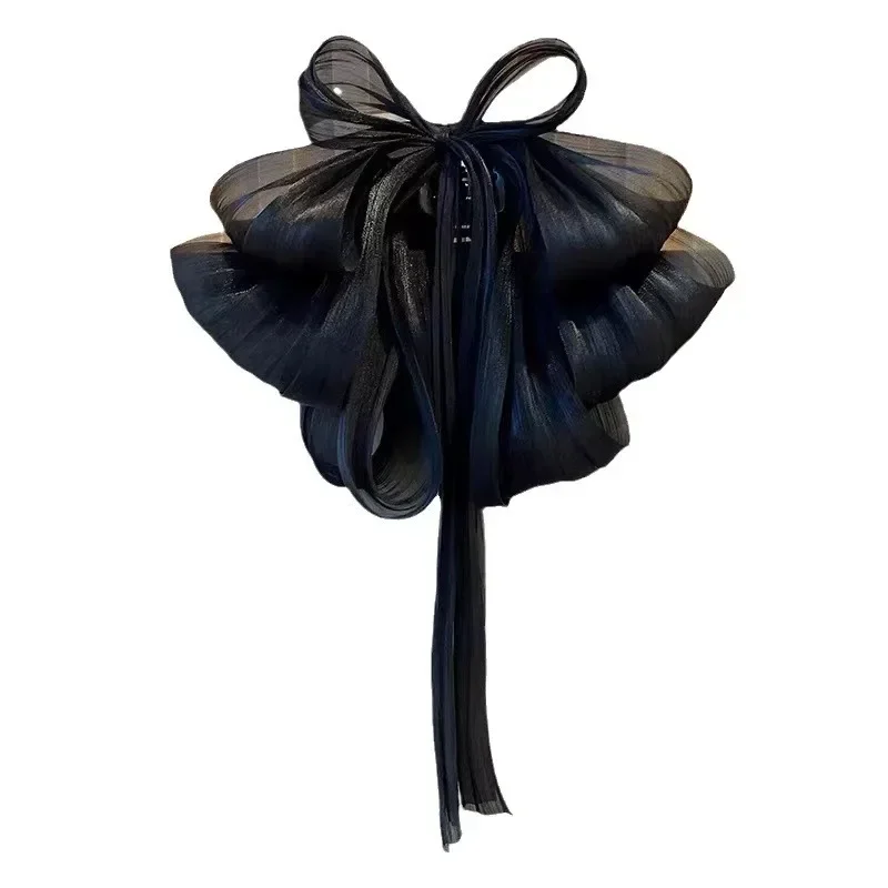 Bow Ribbon Hair Claw Women Bowknot Elegant Barrettes Girls Solid Color Sweet Ponytail Clip Headband Hair Accessories Headwear