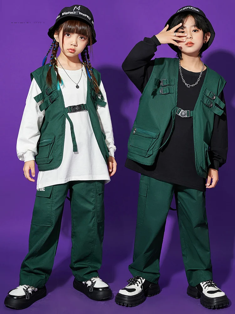 Ropa de calle de moda para niños, ropa de Festival de baile de Hip Hop, traje de baile Kpop para niños, traje de baile de Jazz YS4611