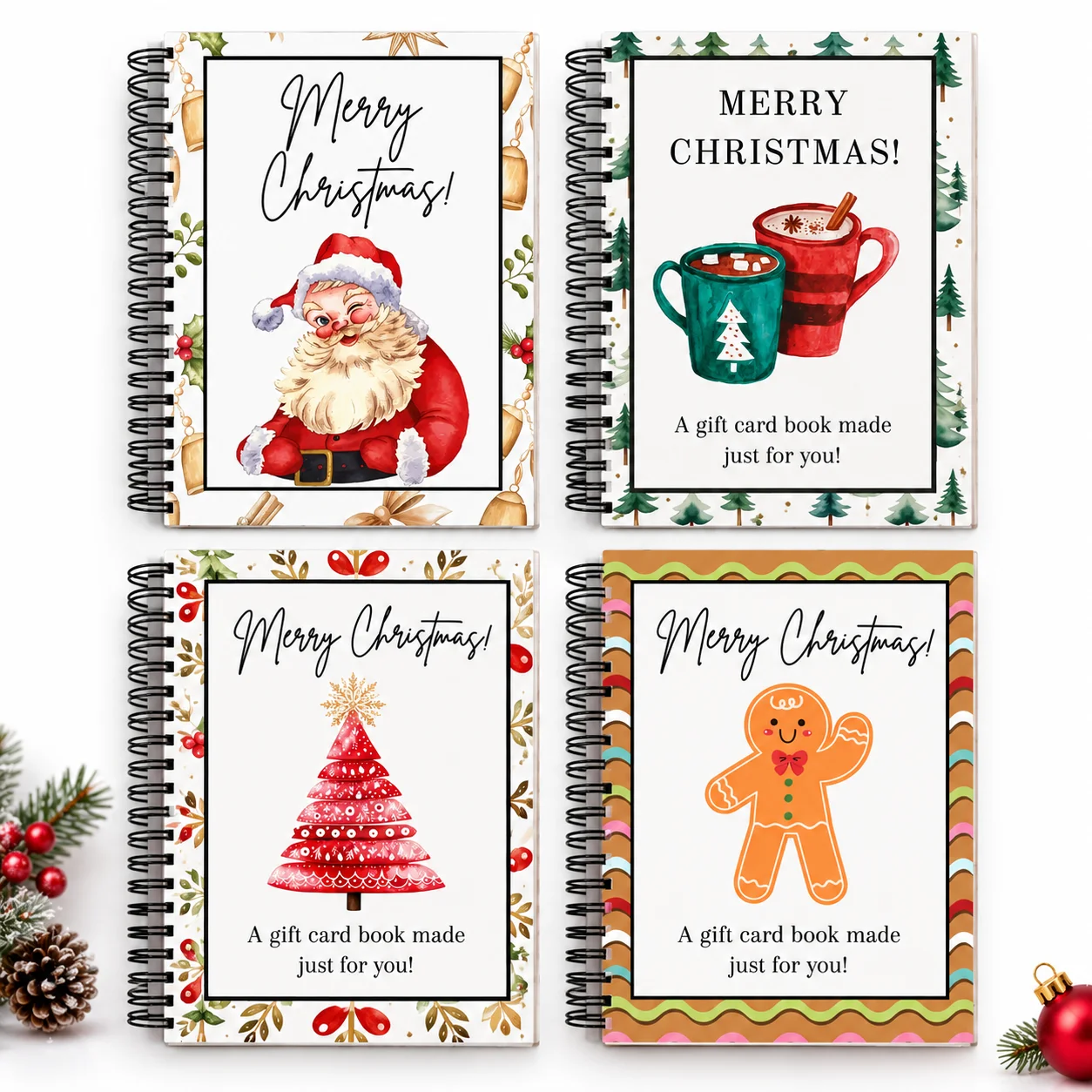 Christmas Gift Card Book Spiral-Bound Christmas Gifts for Teenagers Greeting Card Organizer Cards Holder Keepsake Scrapbook