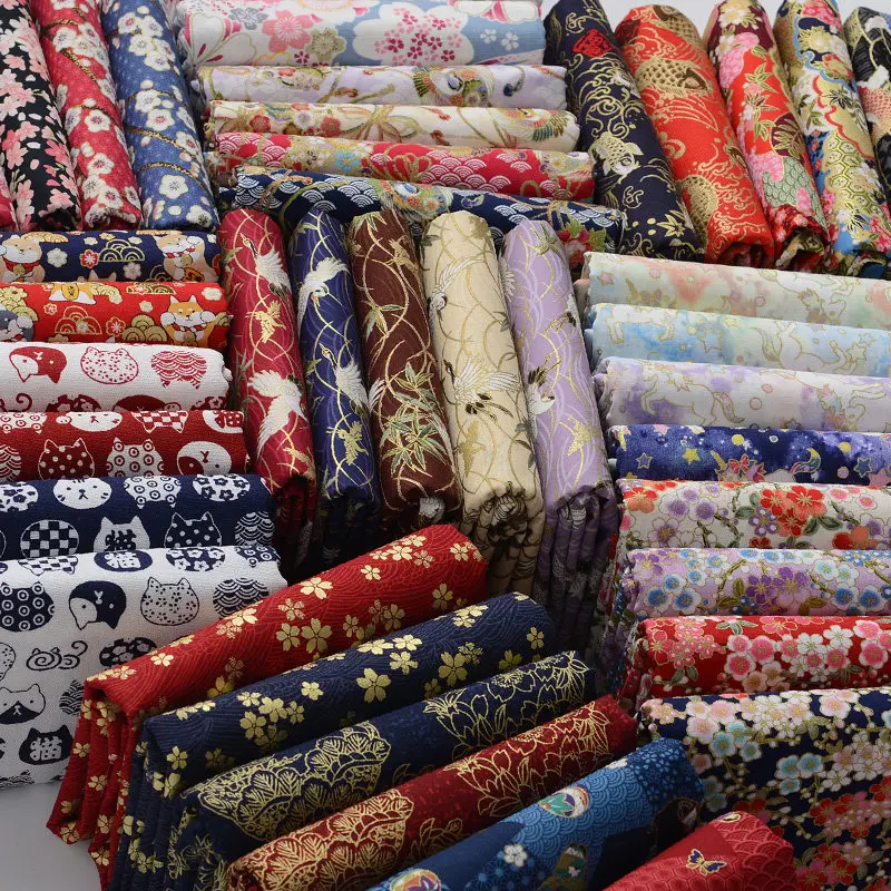 

Pure Cotton Printed Japanese Fabric By The Meter for DIY Bags Decoration Doll Baby Sewing Cloth Butterfly Cherry Blossom Crane