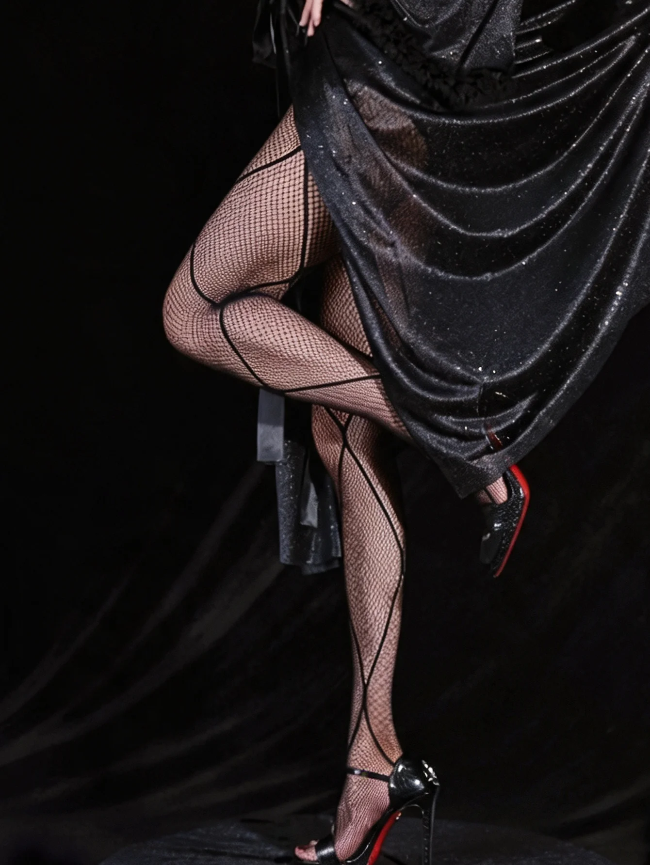 Fashion Black Geometric Cross Line Fishnet Tights Women Hollow Mesh Pantyhose Sexy Nightclub Party Body Stockings