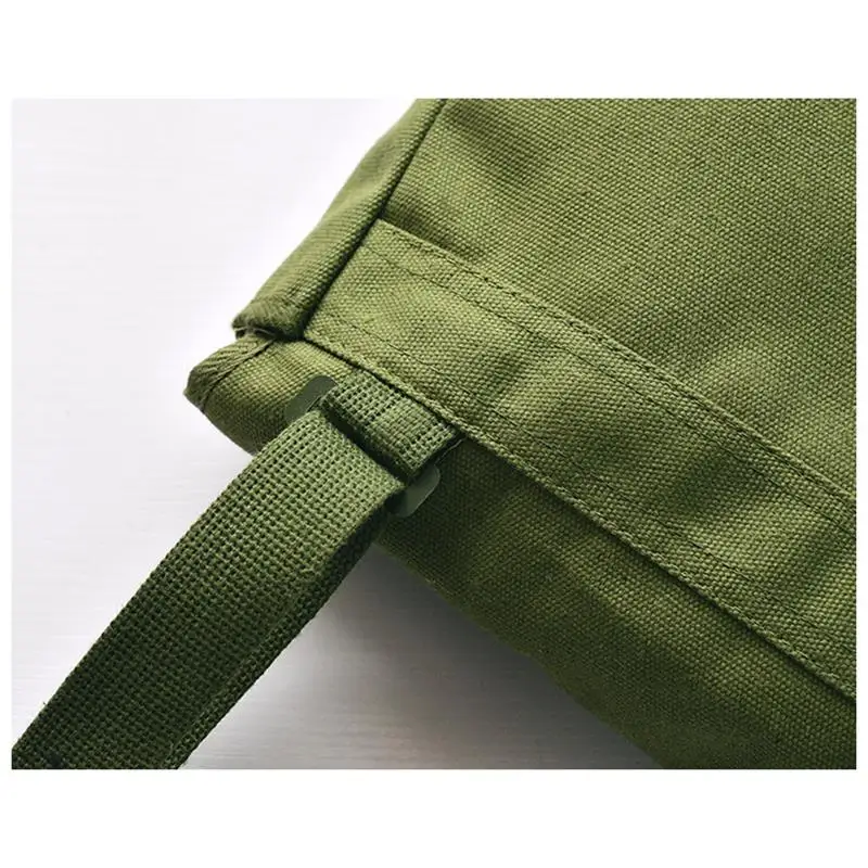 Nostalgic Old Style Canvas Backpack Shoulder Bag Military Green Color 70s 80s Era Crossbody Bag Leisure Scene Soft Polyester ...