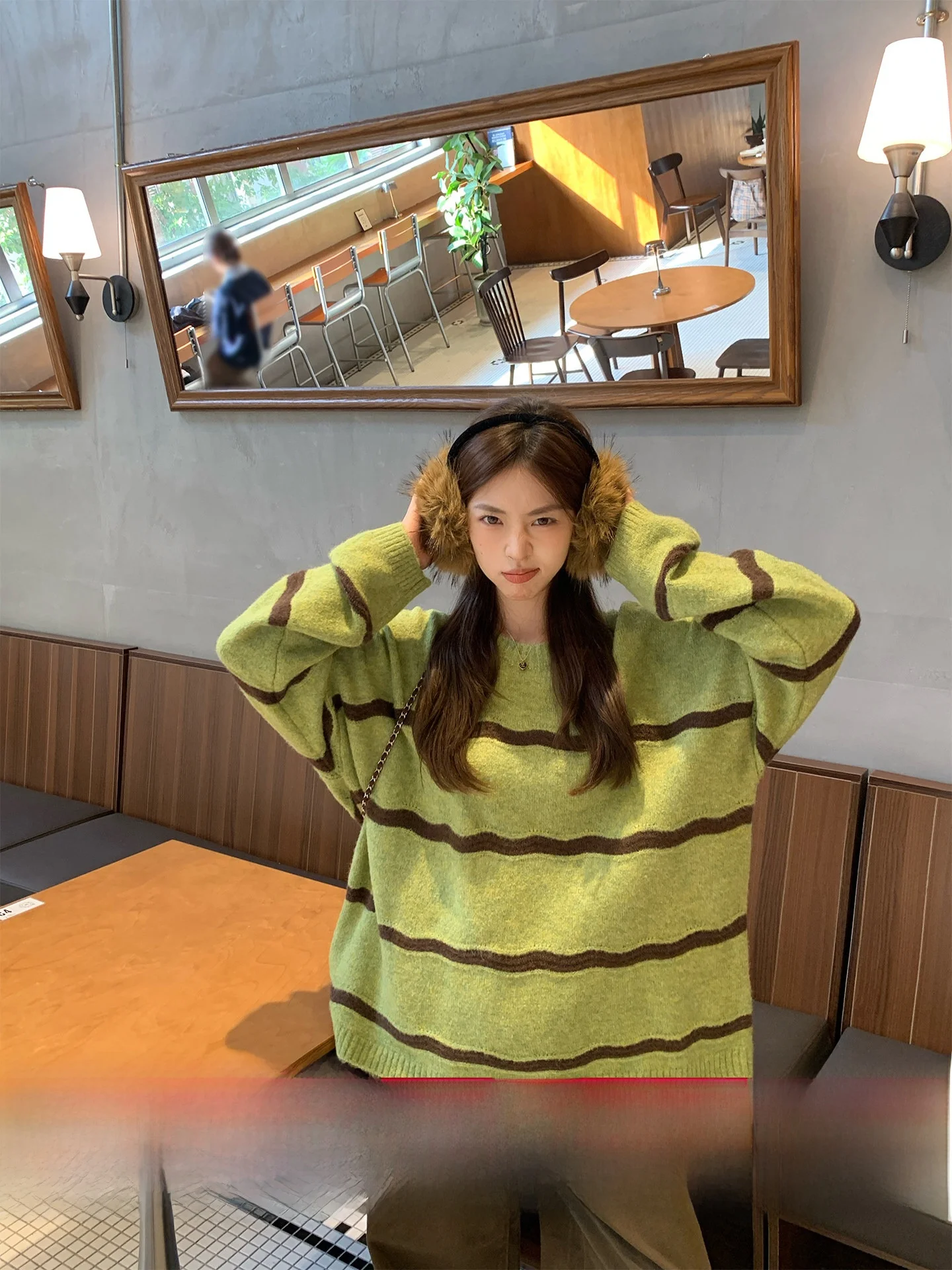 

Morning Bloom Soft Long Sve Striped Knit Sweater Women's Loose Fit Korean Sle Casual Comfortable Breathable Top