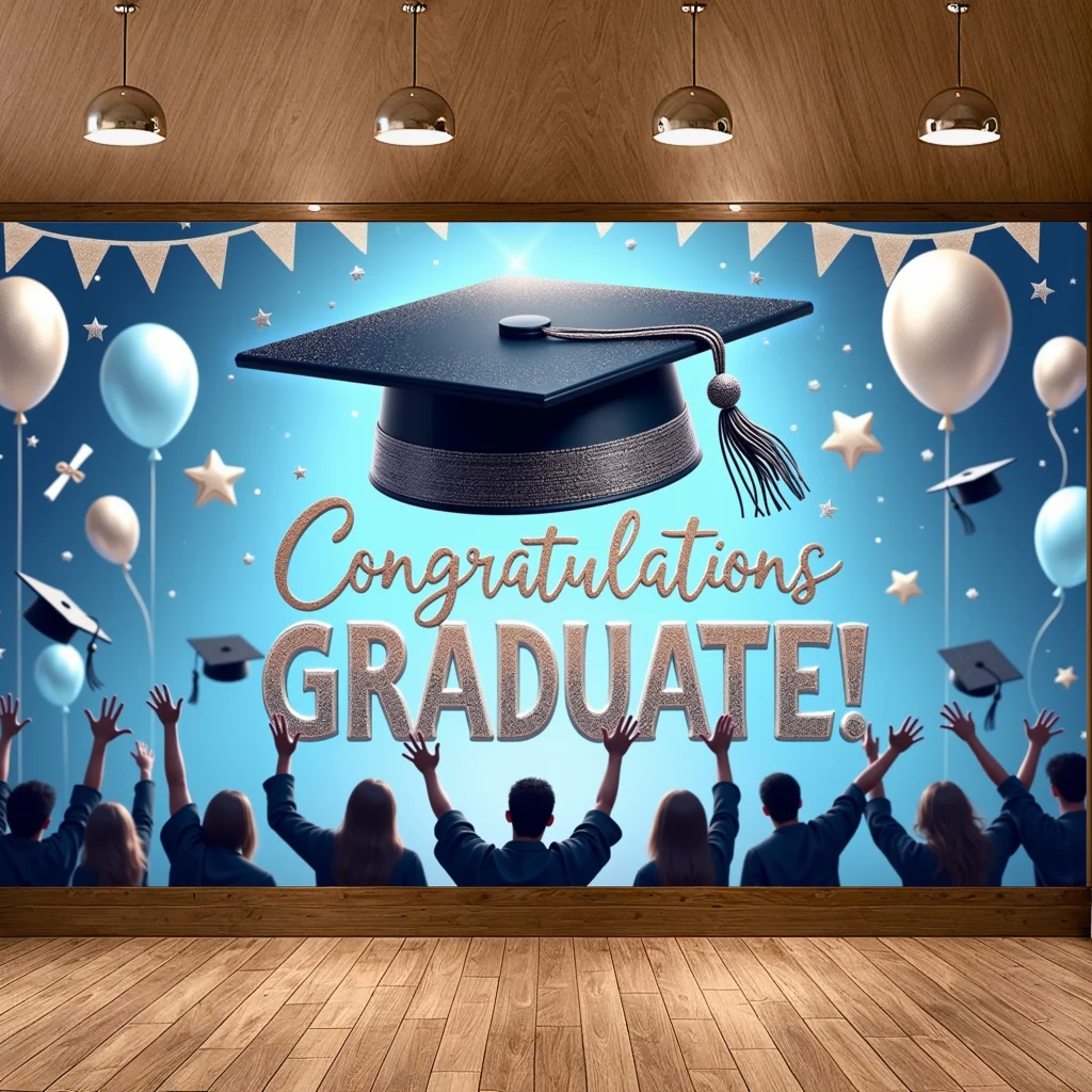 Photo Prop Star Elements Graduation Decoration Achievement Banner Fabric Material Event Banner For Photo Shoot Student Party