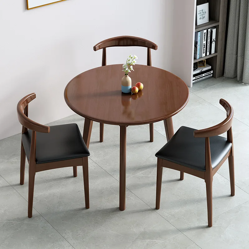 

Solid wood small round table sales department negotiation table, store reception and reception table, chair, office leisure tabl