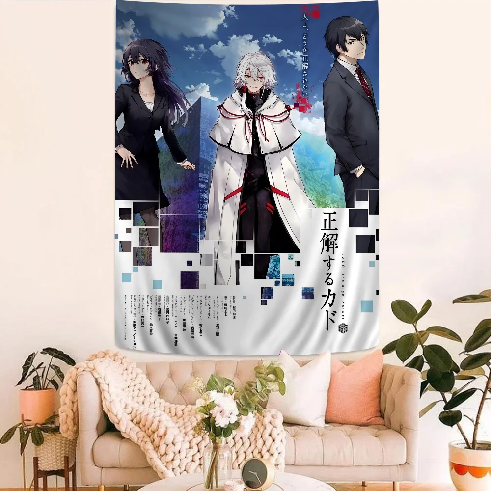 KADO The Righe Answer Anime Tapestry Hanging Tarot Hippie Wall Rugs Dorm Wall Hanging Sheets