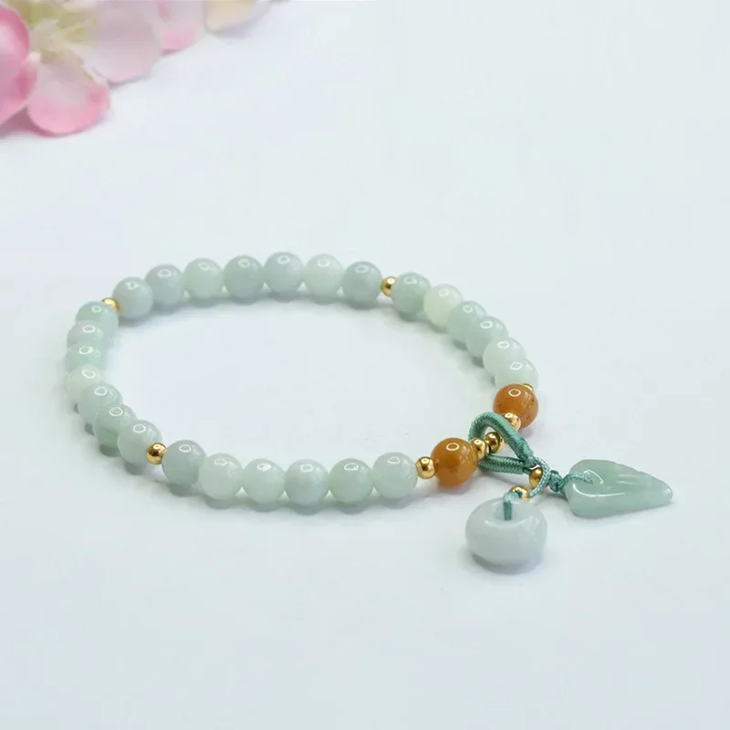 Burmese Jade Donut Pulseiras para Mulheres, Chinese Bead Acessórios, Real Jadeite Amuletos, Talismãs, White Natural Designer, Joias Presentes