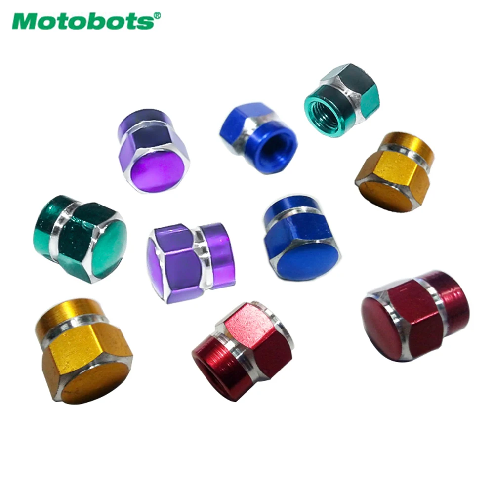 MOTOBOTS 4pcs Car Truck Wheel Valve Air Stem Cap Tire Screw Dust Cover 4-Color Red,Blue,Gold #CA5480