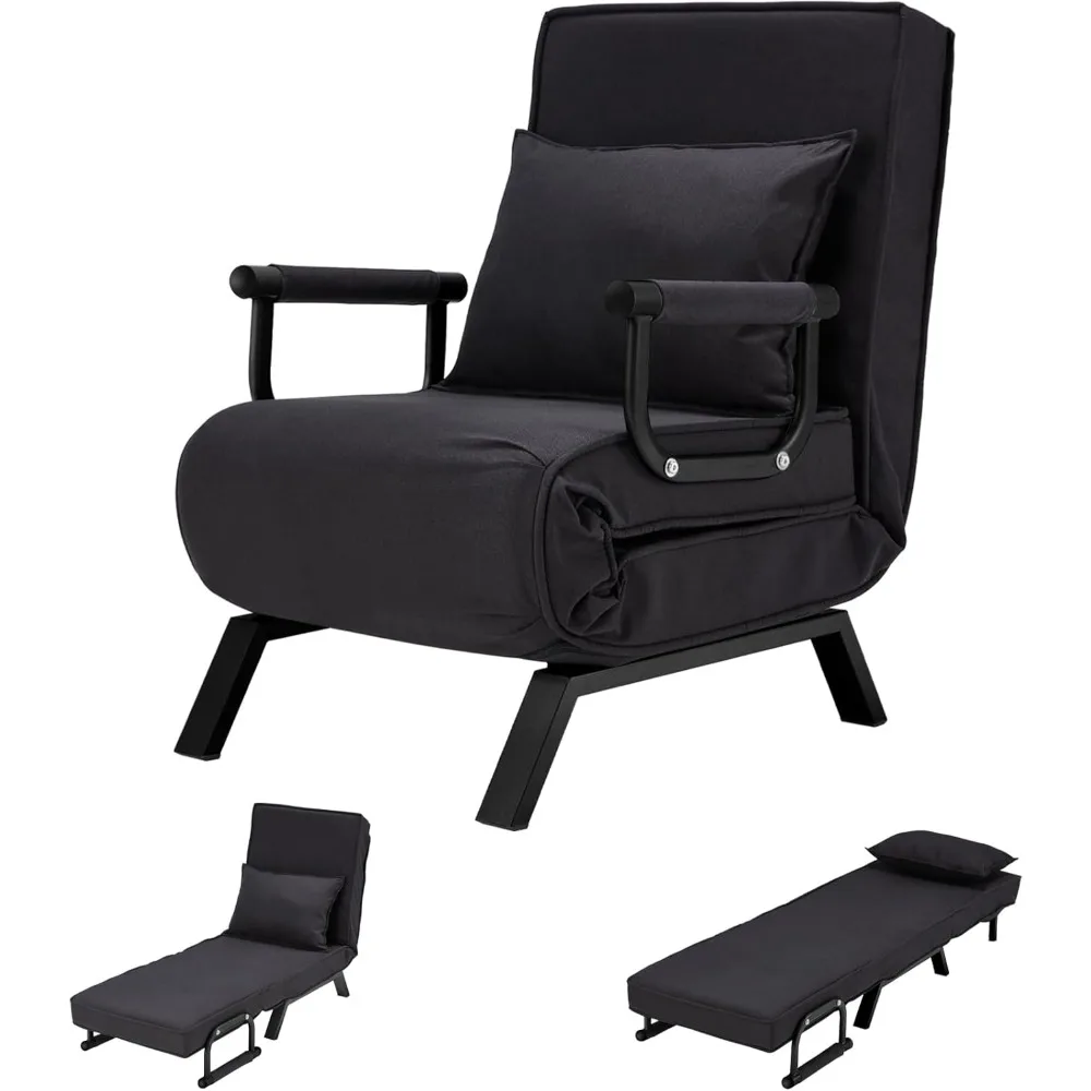 

Single Person Sofa Bed Sleeper Chair Convertible Chaise Lounge Couch,Folding Sofa Arm Chair with Pillow&5 Adjustable Backrest,U