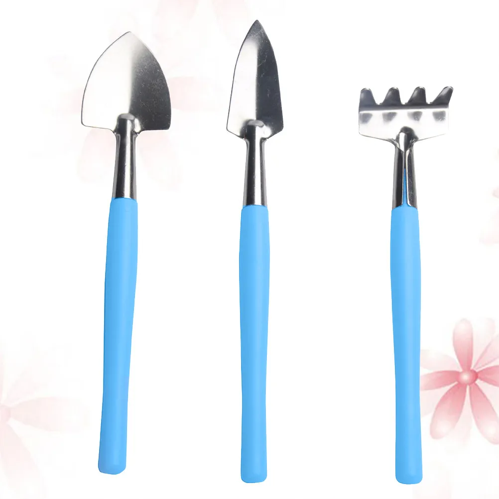 1Set Mini Garden Tool Plastic Handle Rake Wide Thin Shovel Set Bright Color Anti-Skid Hanging Hole Portable for Home Garden