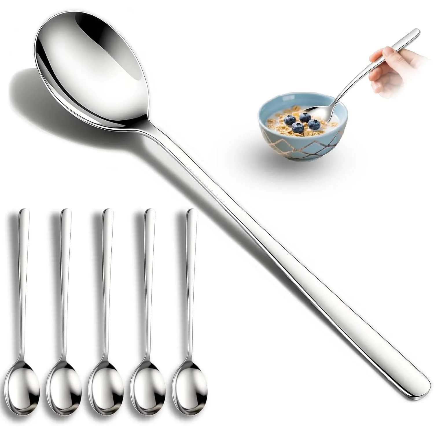 Korean Spoon, Stainless Steel Household Spoon, Korean Bibimbap, for Dessert, Ice Cream, Stirring, Cereal, Tea, Rice,for Homes