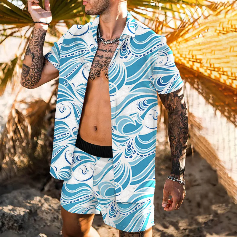 

Summer Colorful 3D Print Men Shirt Sets Short Sleeve Shirt Oversized Casual Beach Shorts Streetwear Hawaiian Suits Clothes