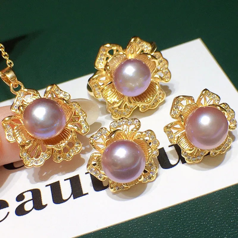 

Natural Freshwater Pearl Pendant Three-Piece Set for Women, Light Luxury, Elegant, Fashionable, Versatile Korean Style Jewelry W