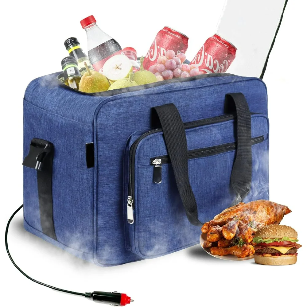 

26 Quarts 12 Volt Portable Car Electric Cooler Bag, Heat Thermal Plug in Fridge Compatible Mini Cooler Warmer Refrigerator.