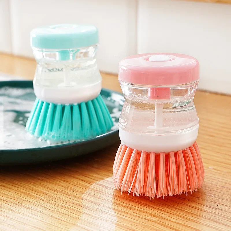 

Kitchen Dishwashing Brush Dish Scrub Brush Dish Scrubber Bubble Up Brushes with Soap Dispenser for Vegetable Utensils Cleaning