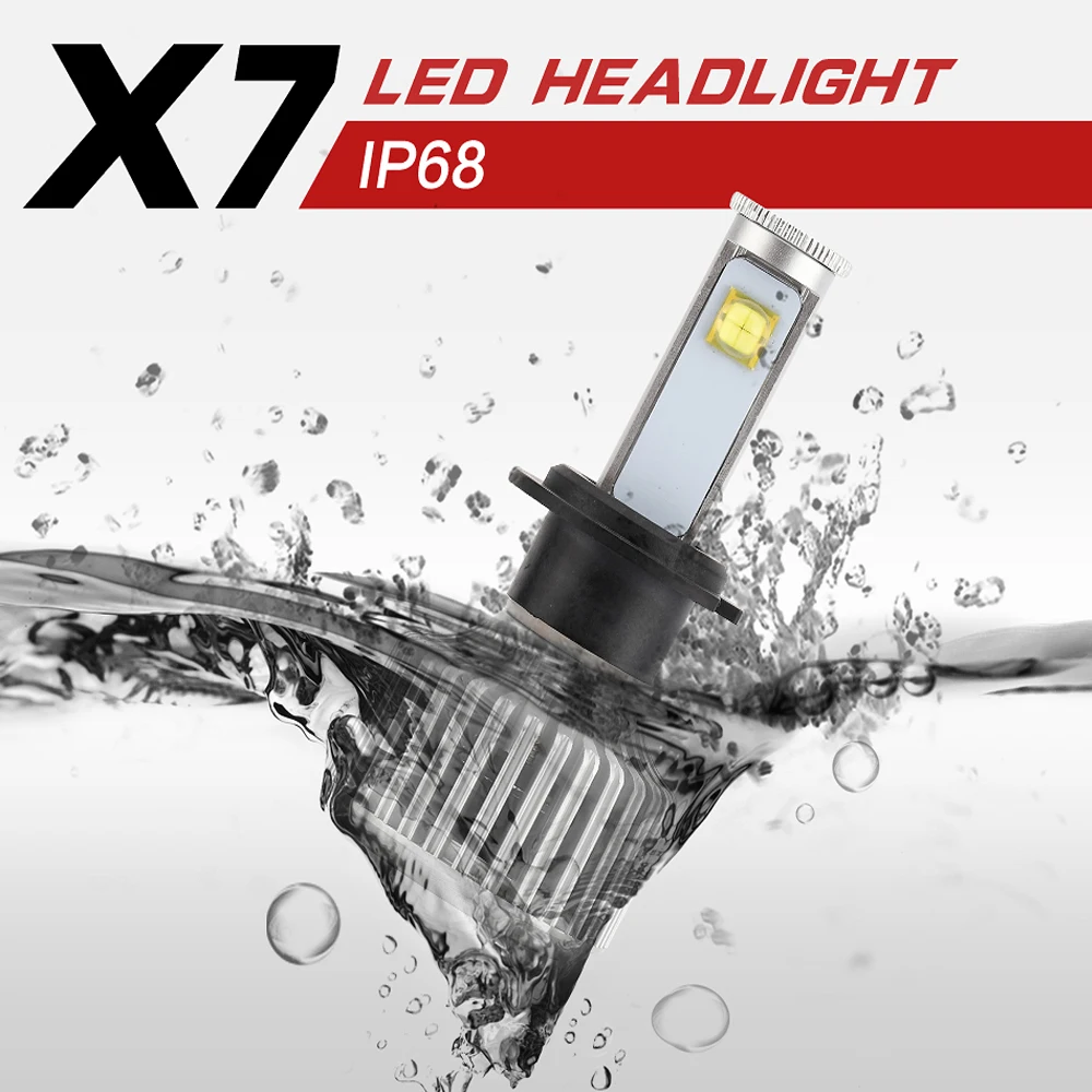 

All-in-One H7 fit for CREE LED Headlight 80W 7200LM 6000K White IP68 Waterproof with Cooling Fan 9-36V