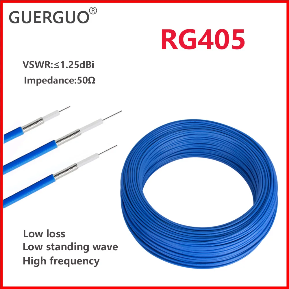 RF Coaxial RG405 RG086 Cable Semi-Flexible Thread Low Loss High Frequency DC-6GHz Test Cable 50ohm 1M 3M 5M 10M