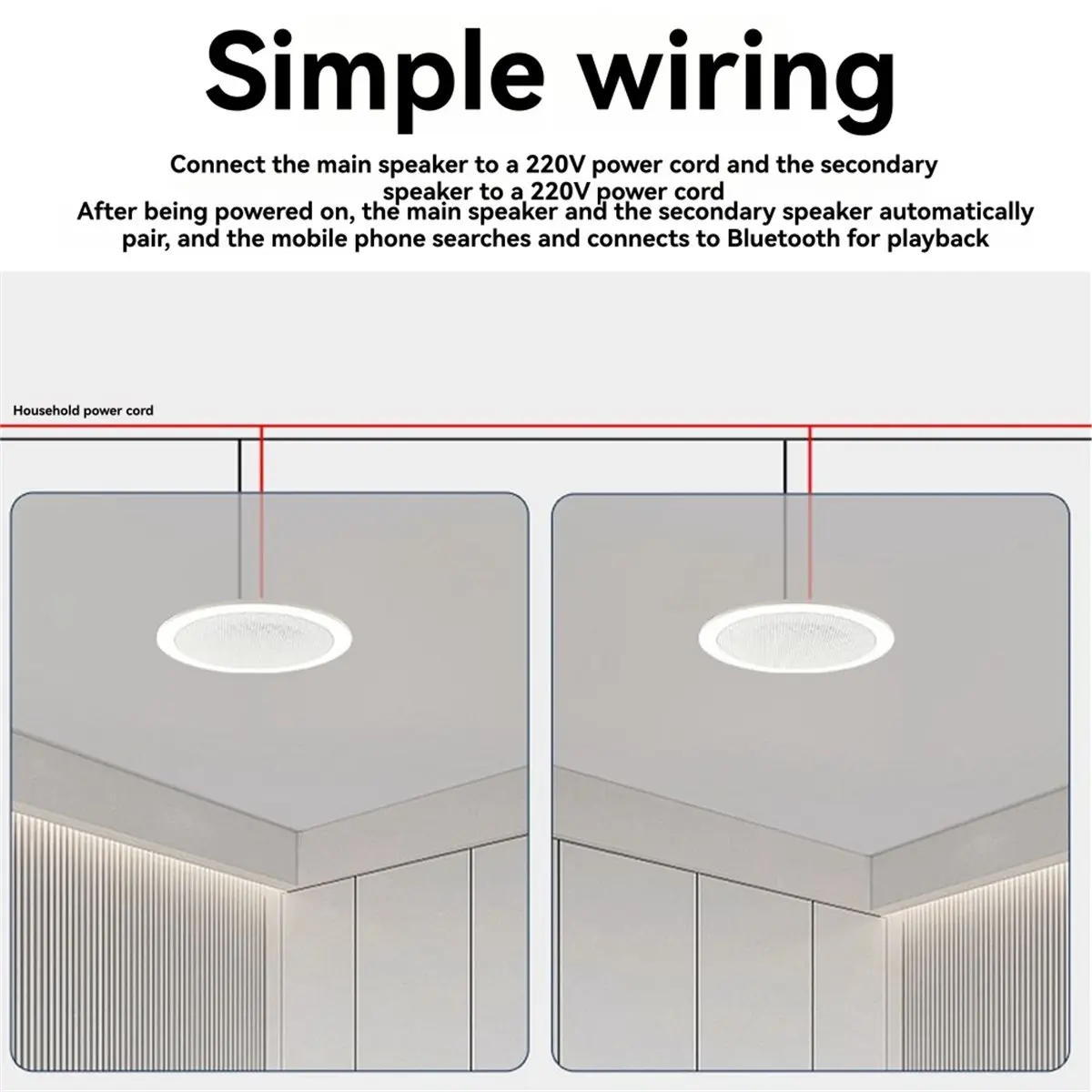 popop MINI Bluetooth Ceiling Speakers with 1 Deputy Stereo Sound Home Audio Music System for Bathroom Kitchen Living Room