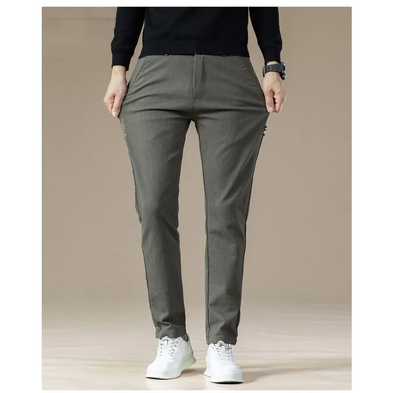 Fleece Jeans Autumn Winter Men Pants High Waist High Quality Cotton Brand Denim Trouser Warm Stretch Thick Black Gray Pants New