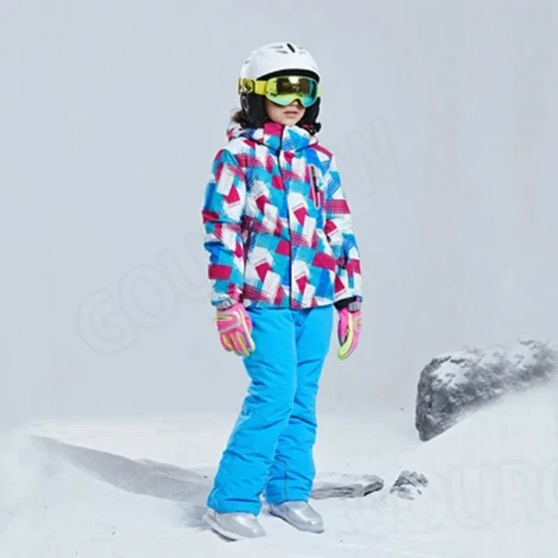 Girls Waterproof Ski Suit Kids Outdoor Snowsuits Overalls Girls Winter Warm Snowboard Outdoor Ski Suits Jackets Coats Jumpsuits