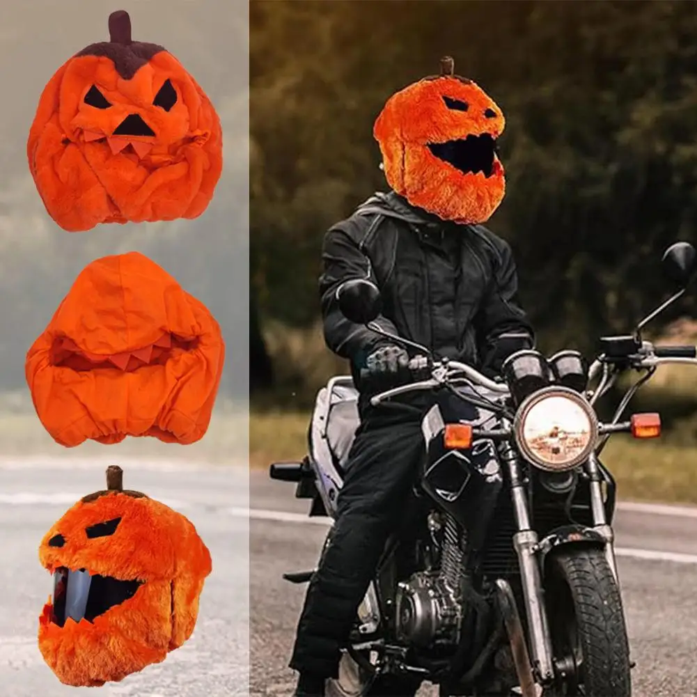 

Motorcycle Halloween Helmet Cover Cartoon Pumpkin Head Plush Helmet Decoration Accessories Full-face Cross-section Helmets Gifts
