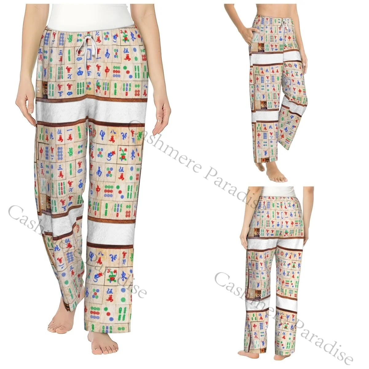 

Mahjong Cozy Flannel Pajama Pants for Women Sleep Bottoms Home Loungewear