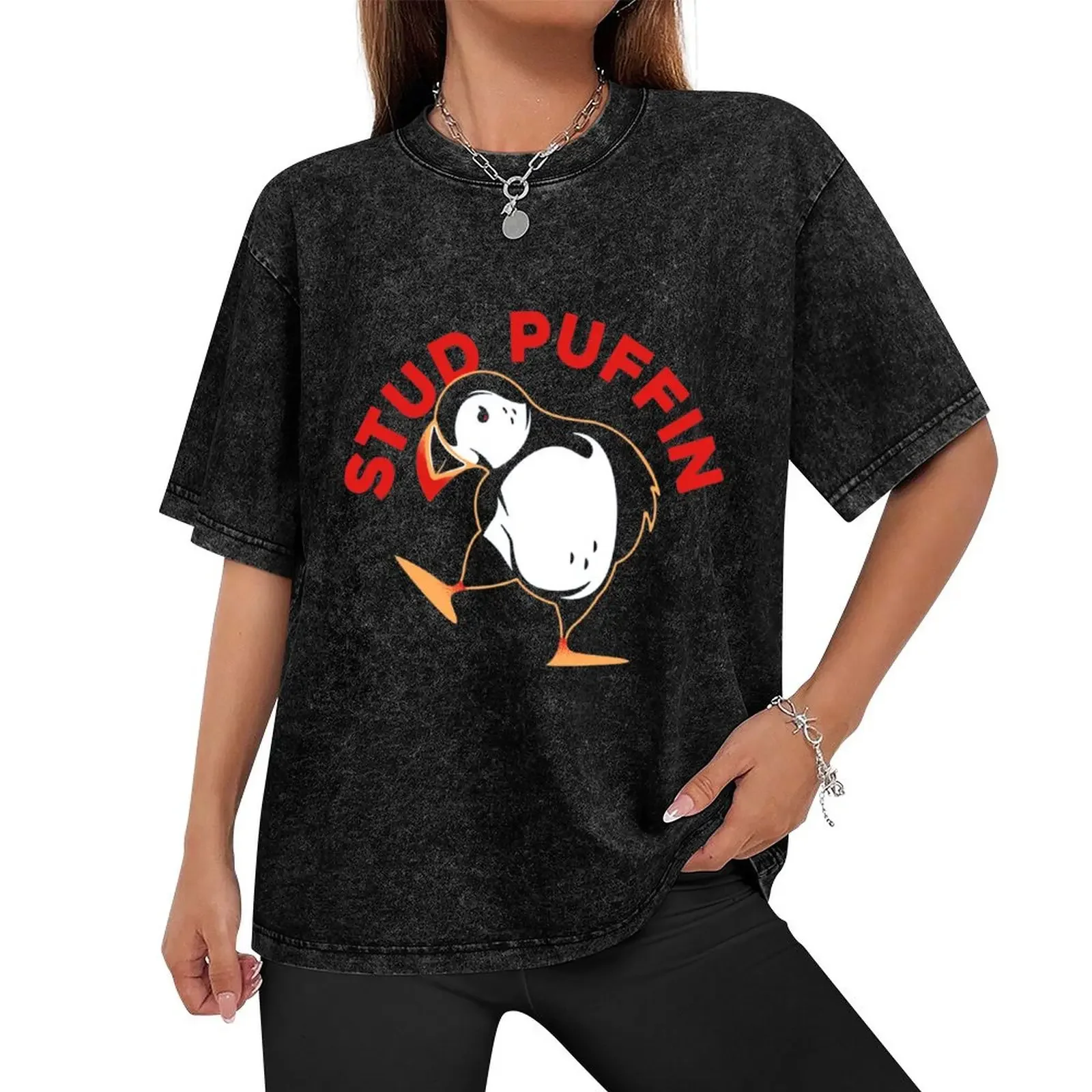 Stud Puffin T-Shirt oversized basketball graphic tees oversized t shirt graphic t shirts plain black t shirts men