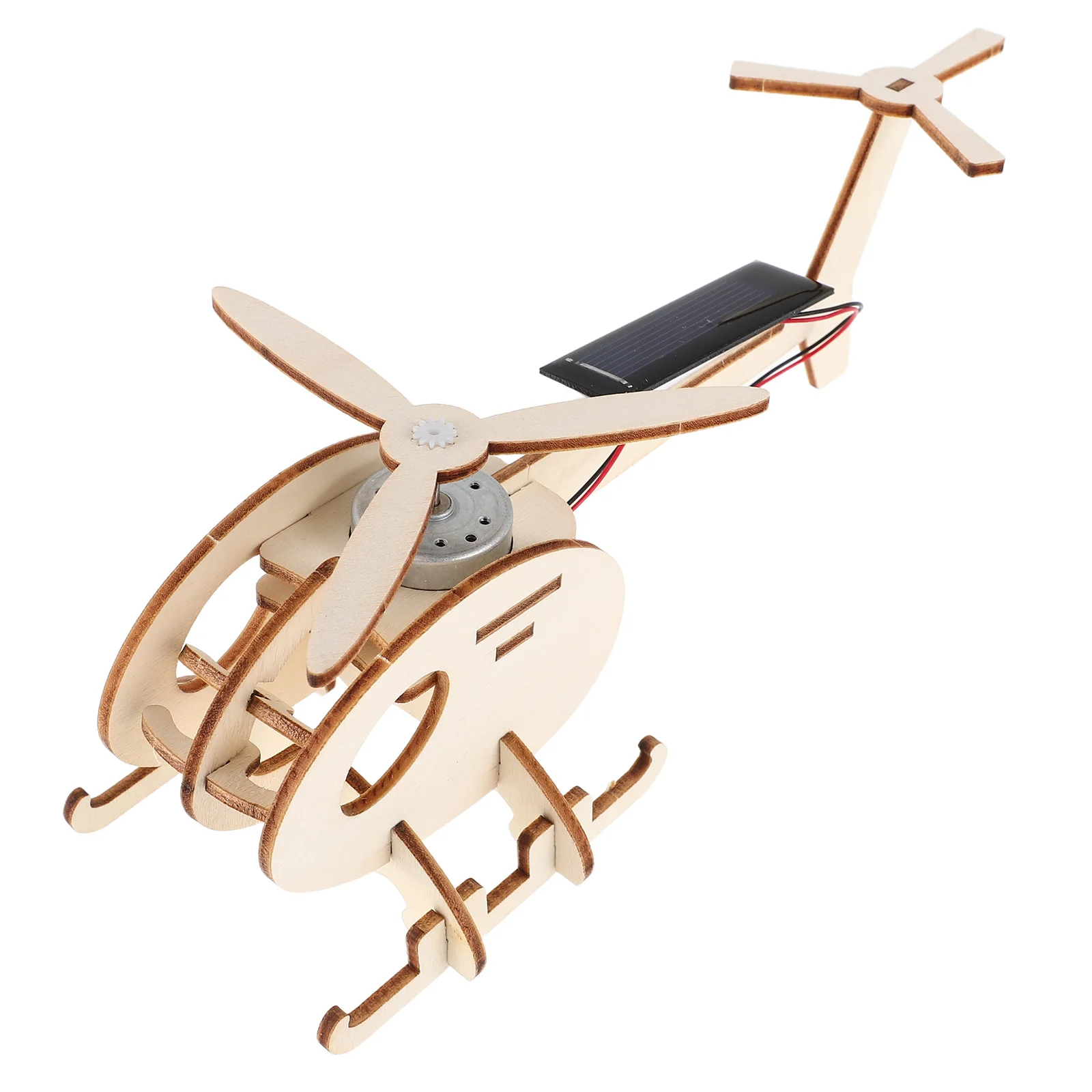 Solar Helicopter Building Toys Engineering Kits for Kids Construction Diy Wooden Airplane Model Science