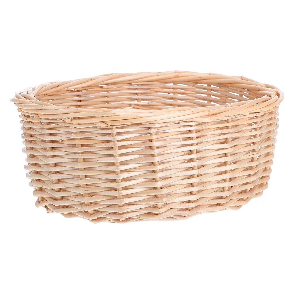 

Natural Handwoven Wicker Bread Basket Multi Function Serving Tray for Kitchen Table Fruit Snack Picnic Storage