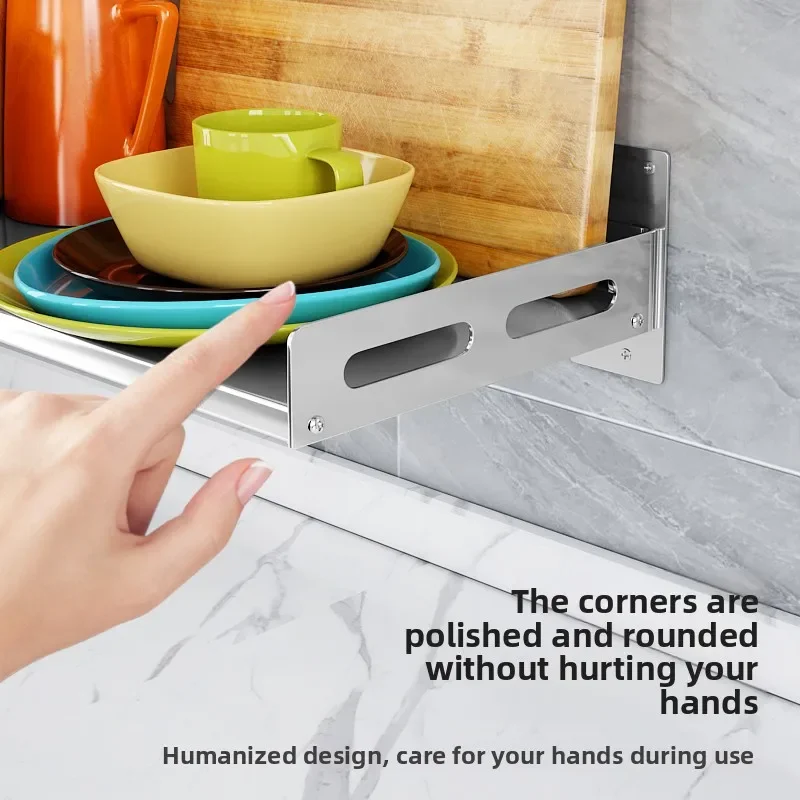 Kitchen Storage Rack, One-Piece Stainless Steel Wall Shelf, Partition, Wall-Mounted Storage